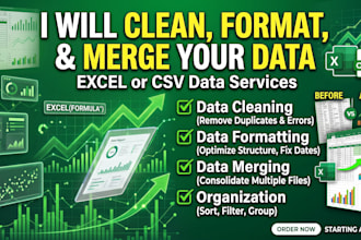 clean, format, and merge your excel or CSV data