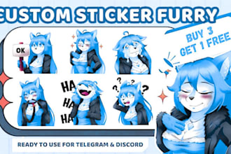 draw a cute chibi furry icon stickers fursona pfp furrry avatar for discord