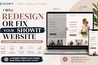 redesign, fix and customize showit website, template and blog