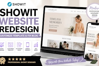 redesign showit website, customize template and fix showit blog