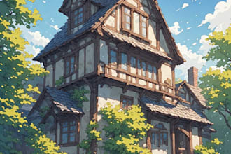 watercolor house portrait or buildings