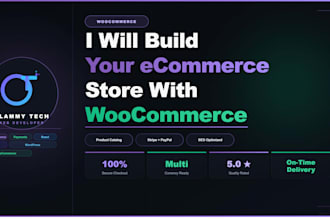 design, develop a woocommerce, ecommerce website, seo, speed and secure checkout