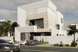 modify your building facade, render residential house, 3d exterior visualization