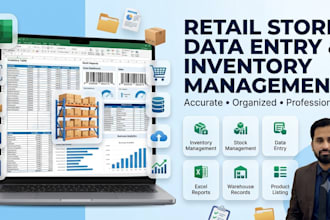 manage retail store data entry, inventory and stock management for large stores
