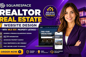 design squarespace realtor real estate website with mls idx property listings