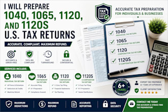 prepare 1040, 1065, 1120, and 1120s US tax returns