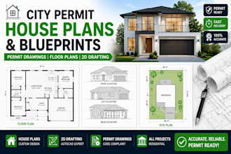 draw city permit drawings, redraw house plans deck design for permit approval