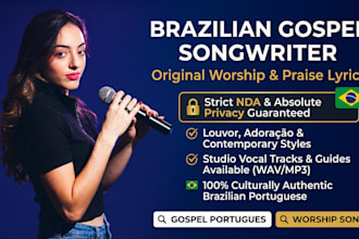 write original brazilian gospel songs worship lyrics in portuguese for ministry