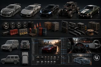 create 3d vehicle models, 3d car model, props, game assets, virtual reality car