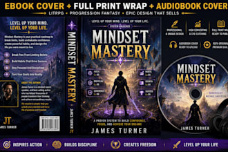 design a litrpg or progression fantasy book cover for KDP