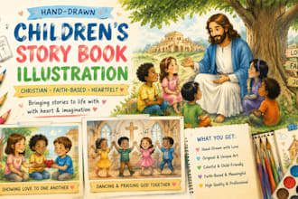 illustrate christian children story book, children story book illustration
