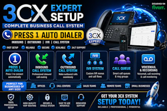 3cx setup, press 1 auto dialer, inbound, outbound call system ivr