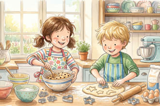aquarell kinderbuchillustration für kinderbuch geschichtenbuch buchillustration