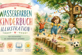 aquarell kinderbuchillustration für kinderbuch geschichtenbuch buchillustration