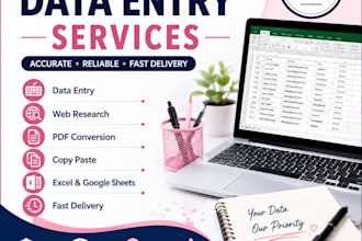 accurate data entry, web research, copy paste