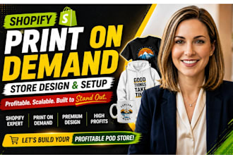deisgn shopify print on demand website setup online dropshipping store redesign
