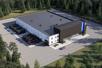 do master plan render, design data center building, parkings, backup generators