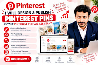 design and publish pinterest pins as your virtual assistant