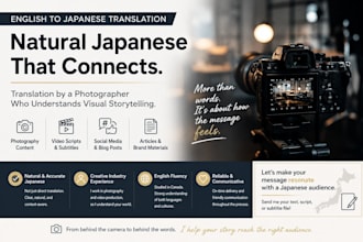 translate english and japanese for video, film, and creative content