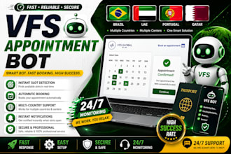 custom booking bot,vfs appointment bot, appointment bot,vfs bot, booking