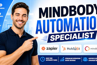 be your mindbody expert for CRM setup, bookings, and zapier automations