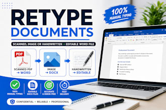 retype scanned PDF, image or handwritten document