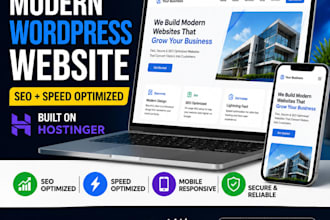design a modern wordpress website on hostinger with SEO, speed optimization