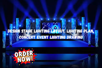 design stage lighting layout, lighting plan, concert event lighting drawing