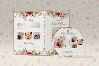 design a beautiful floral wedding dvd cover and wedding cd cover design