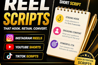 write instagram reels, youtube shorts and tiktok scripts
