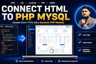 develop PHP backend and connect HTML frontend to mysql