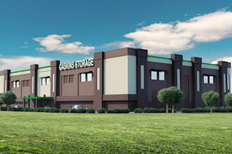 produce exterior rendering from 2d drawing, industrial factories design, parking
