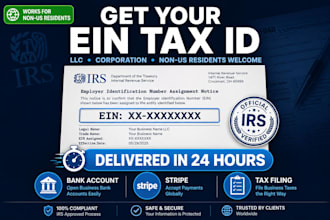 apply and obtain your ein tax id for your llc or business within 24hours