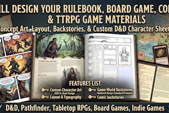 design your rulebook board game comic backstory character sheet rpg design dnd