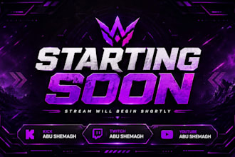 design custom starting soon brb ending and offline stream screens