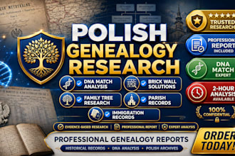 do polish genealogy research, dna match analysis and solve brick walls