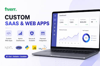 build custom saas web app, dashboard admin or CRM