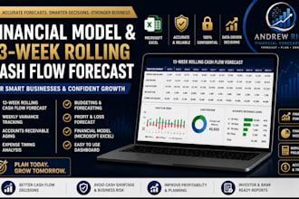 build a 13 week cash flow forecast, financial model, weekly cash flow projection