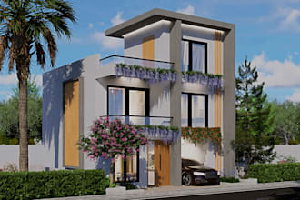 create realistic 3d house exterior rendering