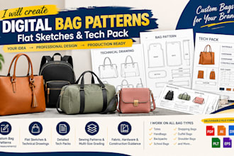 design digital bag sewing pattern leather crochet bag handbag and tech pack