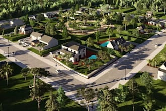 3d housing development render, residential site plan visual,3d masterplan layout