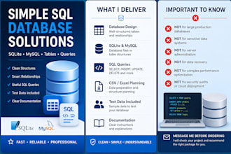 create a simple sqlite or mysql database for your project