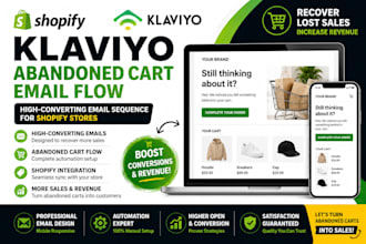 create a high converting klaviyo, abandoned cart email flow for shopify stores