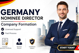 provide licensed nominee or interim director for germany, company formation