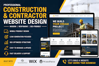 build squarespace construction, contactor, roofing website