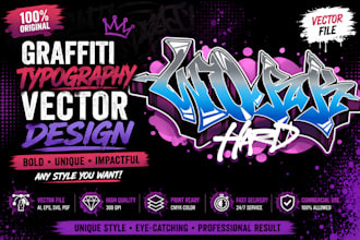 create custom graffiti typography, streetwear, urban logo and vector
