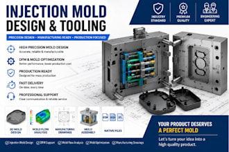 design injection molds,tooling,mold flow optimisation,and manufacturing drawing,