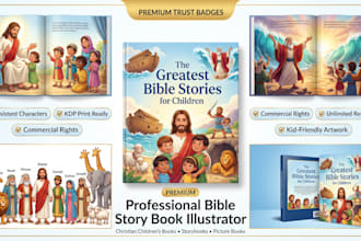 illustrate bible themed christian children books with consistent characters
