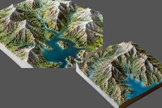 3d terrain map sculpting topology elevation model diorama for 3d printing stl
