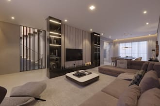 revamp your modern interior living space,dining bedroom render, earth tone decor